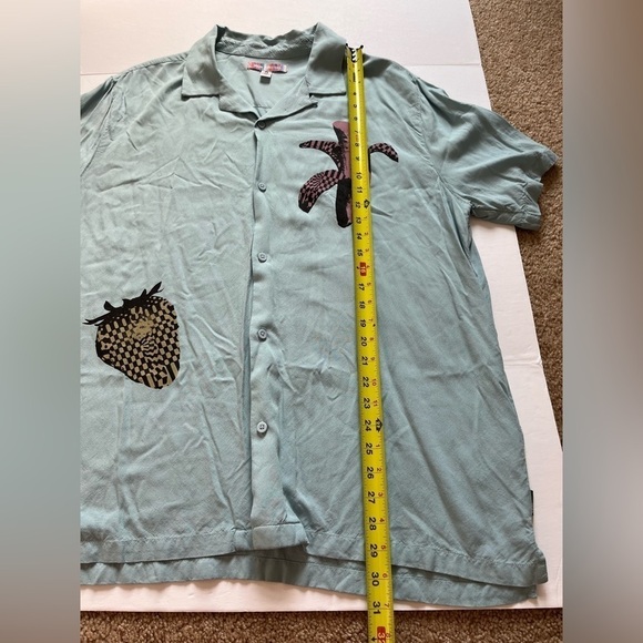 Urban Outfitters Pop Art Graphic Camp Button Up Shirt Blue XL - Picture 6 of 9